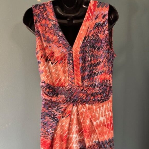 Simply Vera Wang L Sheath V Neck Dress Sleeveless Artsy Stretch Modern Bold Chic - Picture 1 of 6